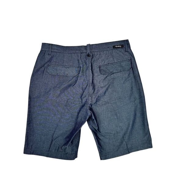 CIVIL SOCIETY Mens Size 34 Flat Front Bermuda Shorts Heathered Navy-Chambray - Picture 3 of 5